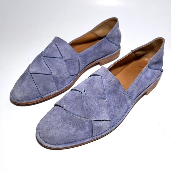 Aerin Hawley Suede Slip On Woven Loafers - Picture 9 of 11